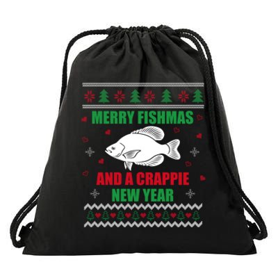 Merry Fishmas Fishing Funny Xmas Crappie For Fisherman Drawstring Bag