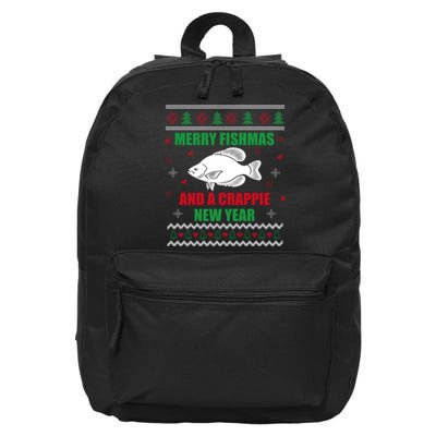 Merry Fishmas Fishing Funny Xmas Crappie For Fisherman 16 in Basic Backpack