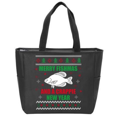 Merry Fishmas Fishing Funny Xmas Crappie For Fisherman Zip Tote Bag