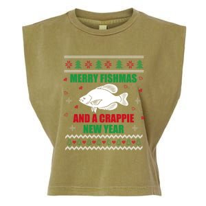 Merry Fishmas Fishing Funny Xmas Crappie For Fisherman Garment-Dyed Women's Muscle Tee