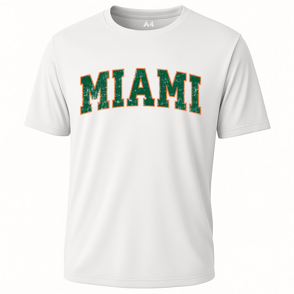 Miami Florida FL Vintage Athletic Sports Cooling Performance Crew T-Shirt