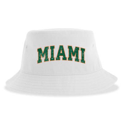Miami Florida FL Vintage Athletic Sports Sustainable Bucket Hat