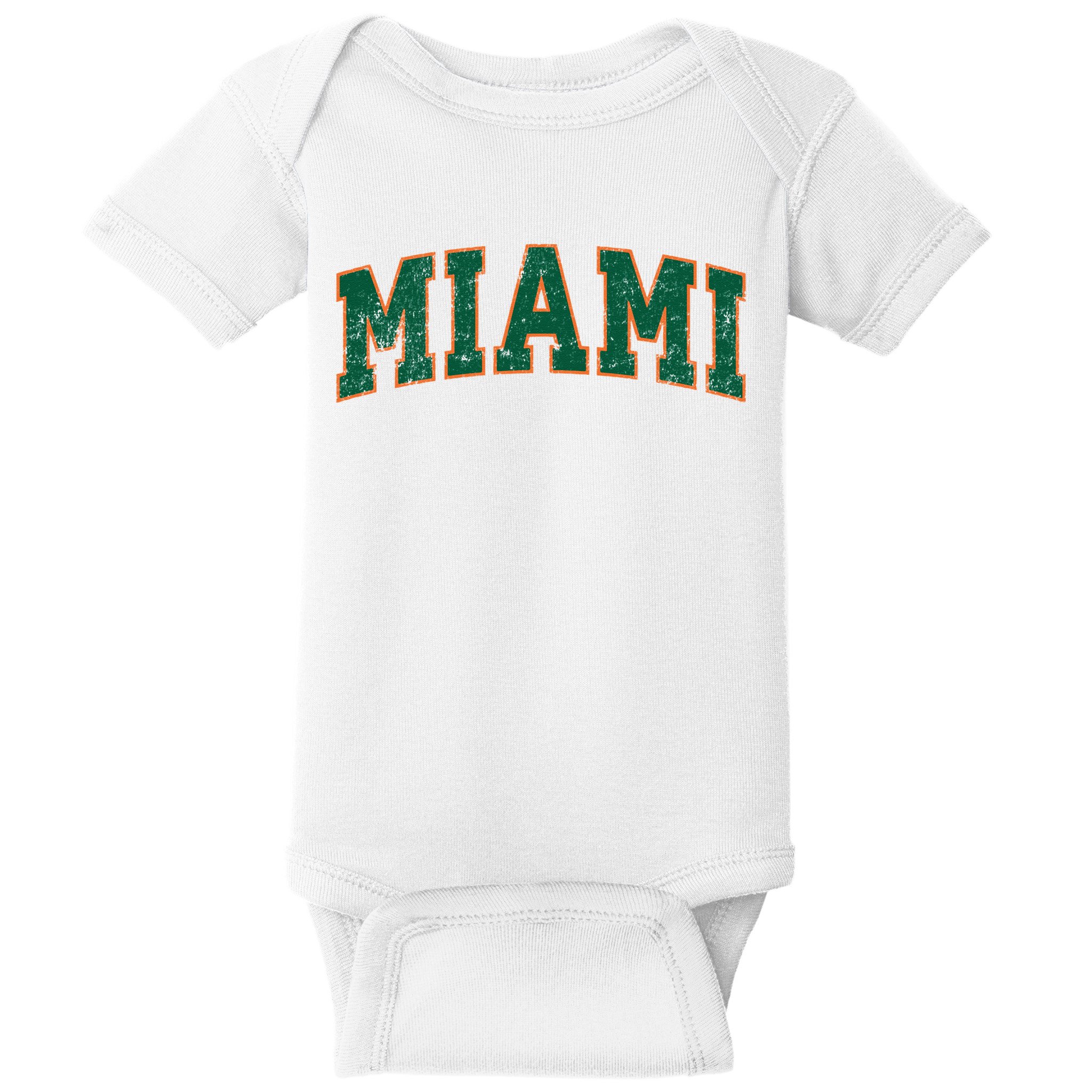Miami Florida FL Vintage Athletic Sports Baby Bodysuit