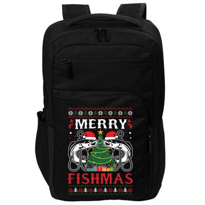 Merry Fishmas Funny Fishing Christmas Pajama Fishers Gift Impact Tech Backpack