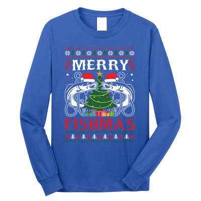 Merry Fishmas Funny Fishing Christmas Pajama Fishers Gift Long Sleeve Shirt