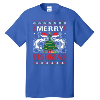 Merry Fishmas Funny Fishing Christmas Pajama Fishers Gift Tall T-Shirt