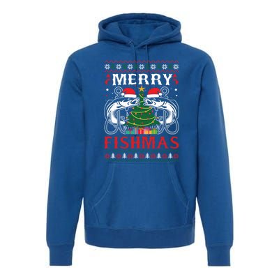 Merry Fishmas Funny Fishing Christmas Pajama Fishers Gift Premium Hoodie