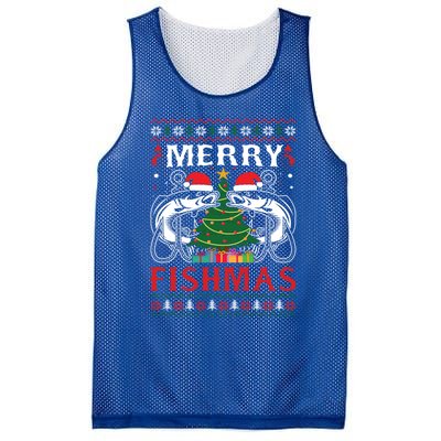 Merry Fishmas Funny Fishing Christmas Pajama Fishers Gift Mesh Reversible Basketball Jersey Tank