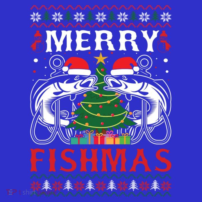 Merry Fishmas Funny Fishing Christmas Pajama Fishers Gift Premium T-Shirt