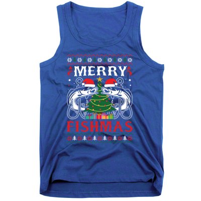 Merry Fishmas Funny Fishing Christmas Pajama Fishers Gift Tank Top