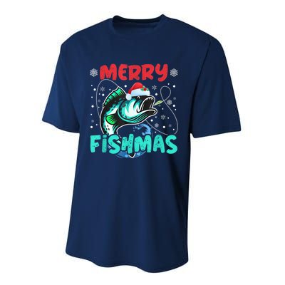 Merry Fishmas Funny Christmas Fishing Fish Gift Xmas Performance Sprint T-Shirt