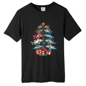 Merry Fishmas Funny Christmas Tree Lights Fishing Rod Fish Gift Tall Fusion ChromaSoft Performance T-Shirt