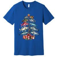 Merry Fishmas Funny Christmas Tree Lights Fishing Rod Fish Gift Premium T-Shirt