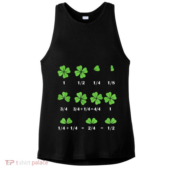 Math Fraction Four Leaf Clover Teacher St Patricks Day Ladies PosiCharge Tri-Blend Wicking Tank
