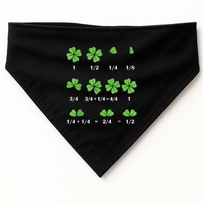 Math Fraction Four Leaf Clover Teacher St Patricks Day USA-Made Doggie Bandana
