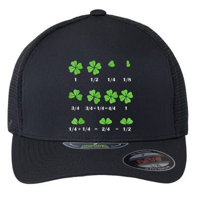 Math Fraction Four Leaf Clover Teacher St Patricks Day Flexfit Unipanel Trucker Cap