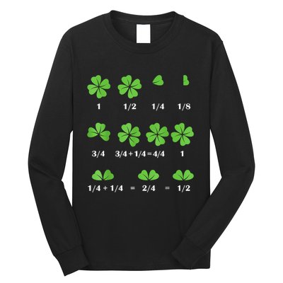 Math Fraction Four Leaf Clover Teacher St Patricks Day Long Sleeve Shirt