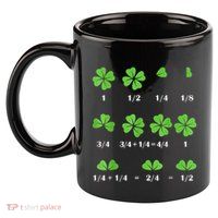 Math Fraction Four Leaf Clover Teacher St Patricks Day 11oz C Handle Ceramic Mug