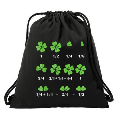 Math Fraction Four Leaf Clover Teacher St Patricks Day Drawstring Bag