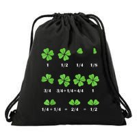 Math Fraction Four Leaf Clover Teacher St Patricks Day Drawstring Bag
