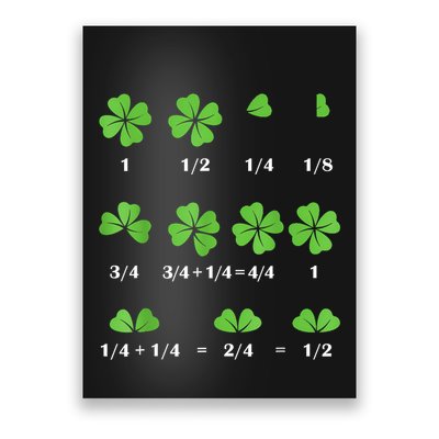 Math Fraction Four Leaf Clover Teacher St Patricks Day Poster