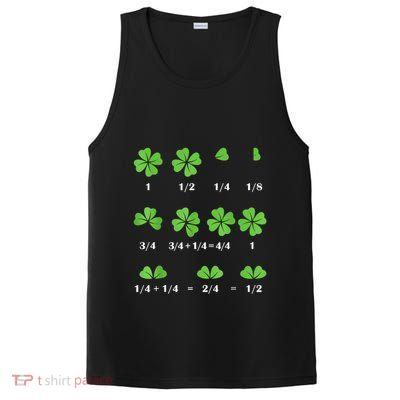 Math Fraction Four Leaf Clover Teacher St Patricks Day PosiCharge Competitor Tank