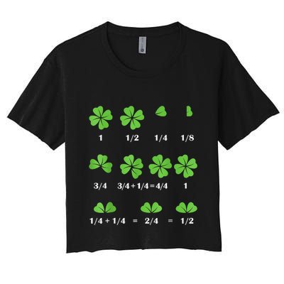 Math Fraction Four Leaf Clover Teacher St Patricks Day Crop Top