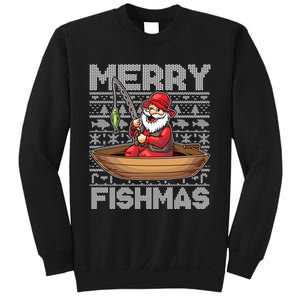 Merry Fishmas Fishing Santa Claus Fisherman Funny Humor Sweatshirt