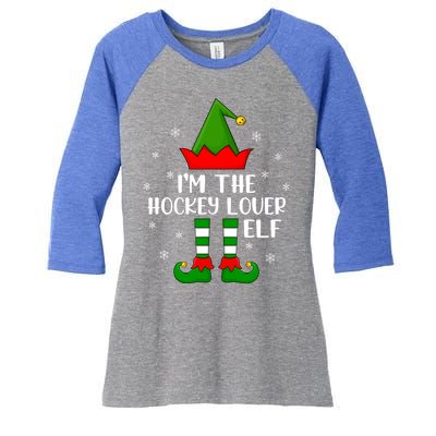 Matching Family Funny IM The Hockey Lover Elf Christmas Gift Women's Tri-Blend 3/4-Sleeve Raglan Shirt