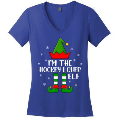 Matching Family Funny IM The Hockey Lover Elf Christmas Gift Women's V-Neck T-Shirt