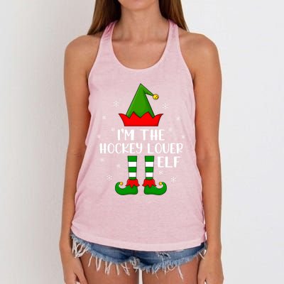 Matching Family Funny IM The Hockey Lover Elf Christmas Gift Women's Knotted Racerback Tank