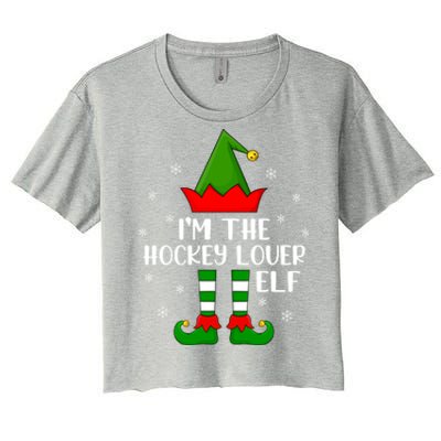 Matching Family Funny IM The Hockey Lover Elf Christmas Gift Women's Crop Top Tee