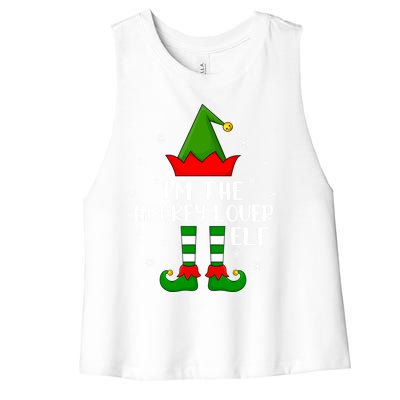 Matching Family Funny IM The Hockey Lover Elf Christmas Gift Women's Racerback Cropped Tank