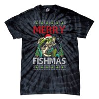 Merry Fishmas Fishing Ugly Christmas Large Mouth Bass Gift Tie-Dye T-Shirt