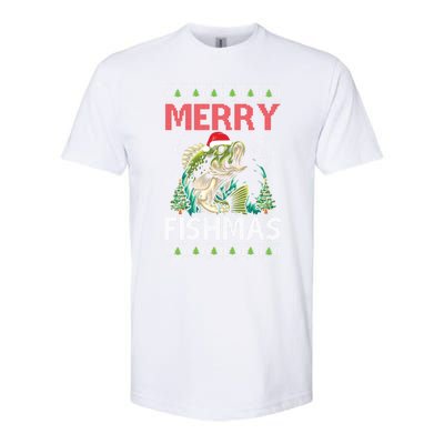 Merry Fishmas Fishing Ugly Christmas Large Mouth Bass Gift Softstyle CVC T-Shirt