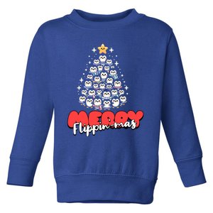 Merry FlippinMas Funny Penguins Christmas Tree Gift Toddler Sweatshirt