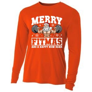 Merry Fitmas Funny Santa Fitness Gym Workout Ugly Christmas Gift Cooling Performance Long Sleeve Crew