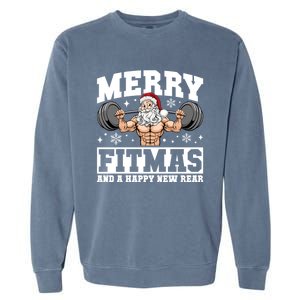 Merry Fitmas Funny Santa Fitness Gym Workout Ugly Christmas Gift Garment-Dyed Sweatshirt