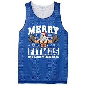 Merry Fitmas Funny Santa Fitness Gym Workout Ugly Christmas Gift Mesh Reversible Basketball Jersey Tank