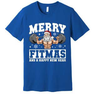 Merry Fitmas Funny Santa Fitness Gym Workout Ugly Christmas Gift Premium T-Shirt