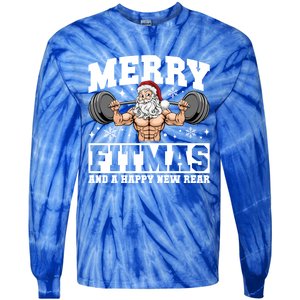 Merry Fitmas Funny Santa Fitness Gym Workout Ugly Christmas Gift Tie-Dye Long Sleeve Shirt