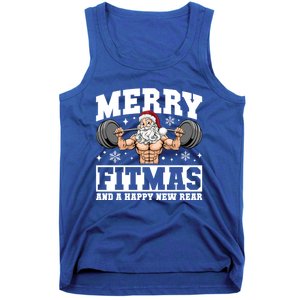 Merry Fitmas Funny Santa Fitness Gym Workout Ugly Christmas Gift Tank Top