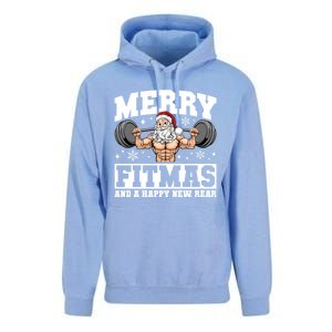 Merry Fitmas Funny Santa Fitness Gym Workout Ugly Christmas Gift Unisex Surf Hoodie