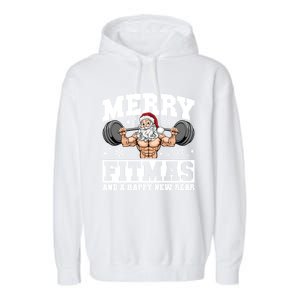 Merry Fitmas Funny Santa Fitness Gym Workout Ugly Christmas Gift Garment-Dyed Fleece Hoodie