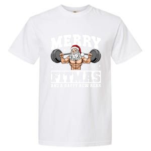 Merry Fitmas Funny Santa Fitness Gym Workout Ugly Christmas Gift Garment-Dyed Heavyweight T-Shirt