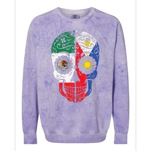 Mexican Filipino Flag Mexico Philippines Sugar Skull Colorblast Crewneck Sweatshirt