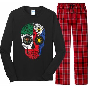 Mexican Filipino Flag Mexico Philippines Sugar Skull Long Sleeve Pajama Set