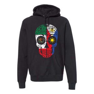 Mexican Filipino Flag Mexico Philippines Sugar Skull Premium Hoodie