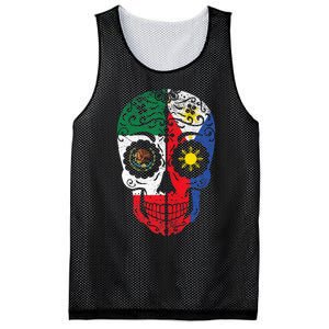 Mexican Filipino Flag Mexico Philippines Sugar Skull Mesh Reversible Basketball Jersey Tank