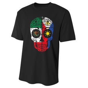 Mexican Filipino Flag Mexico Philippines Sugar Skull Performance Sprint T-Shirt